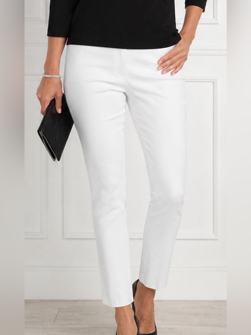 NWT Alfred Dunner Allure White Petite Stretch Pants 6P Modern Fit